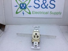 Eagle 20 Amp 125V Straight Blade Single Receptacle Grounding Brown/Ivory