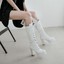 thumbnail 9  - Gothic Women Block High Heel Knee High Boots Platform Lace Up Knight Boots Shoes