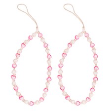 2PCS Beaded Phone Lanyard Wrist Strap Handmade Girly Style Fixed Beads Pearl