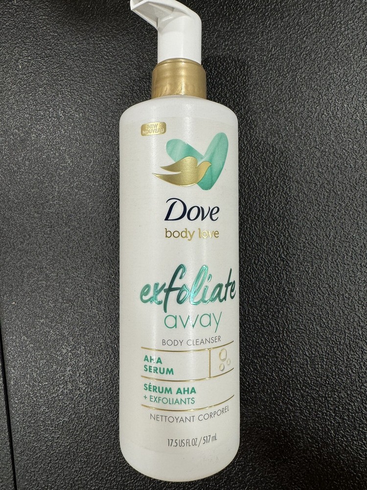 Dove Body Love EXFOLIATE AWAY Aha Serum Body Cleanser Body Wash 17.5 FL oz.