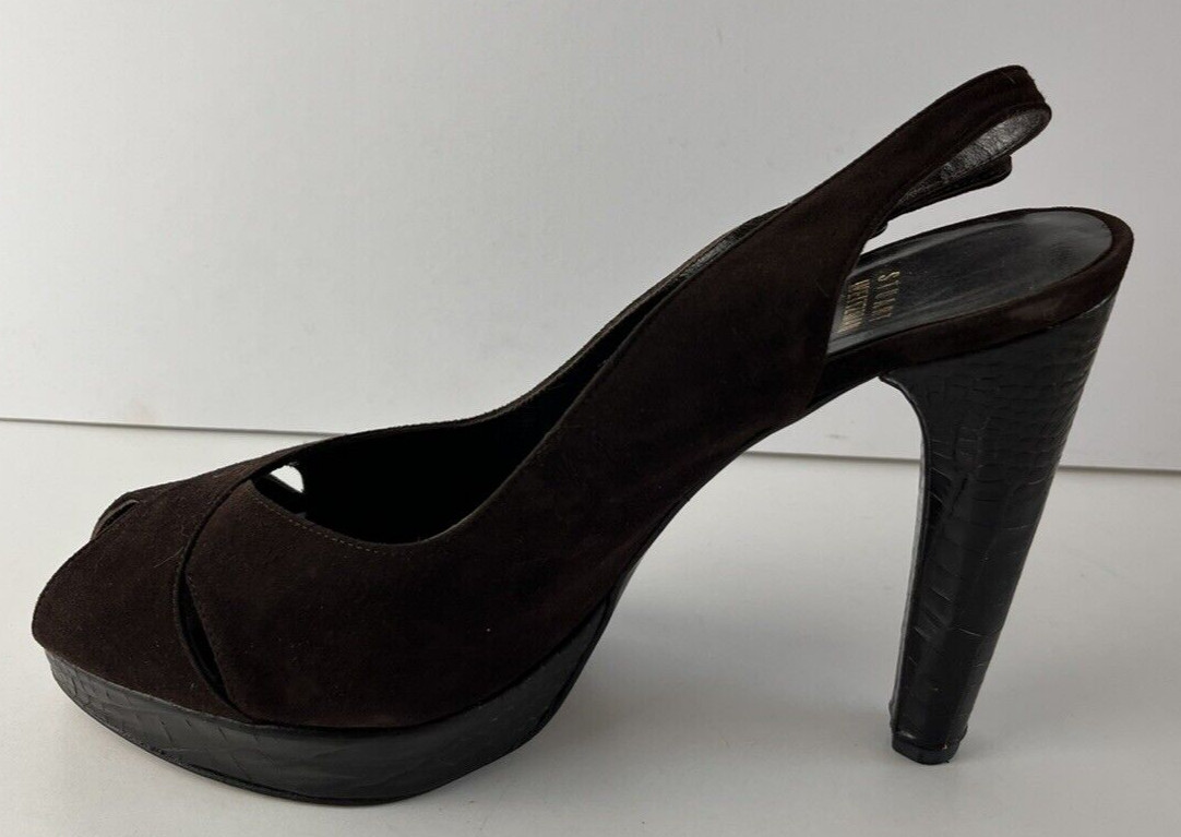 Stuart Weitzmann Brown Suede Platform Women's Pee… - image 12
