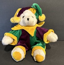 Mardi Gras Jester Teddy Bear Plush New Orleans Vintage Stuffed Animal 7  