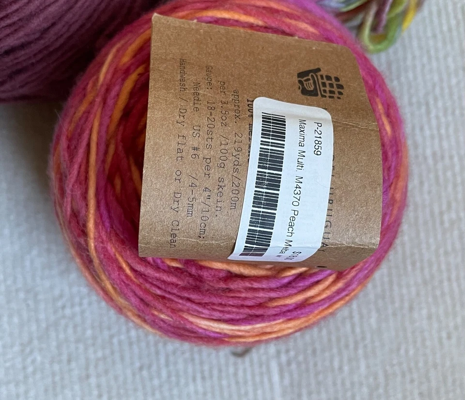 Manos Del Uruguay Maxima 4 skeins Pink Brown Multicolor Worsted Fine Merino Wool - Image 3 of 3