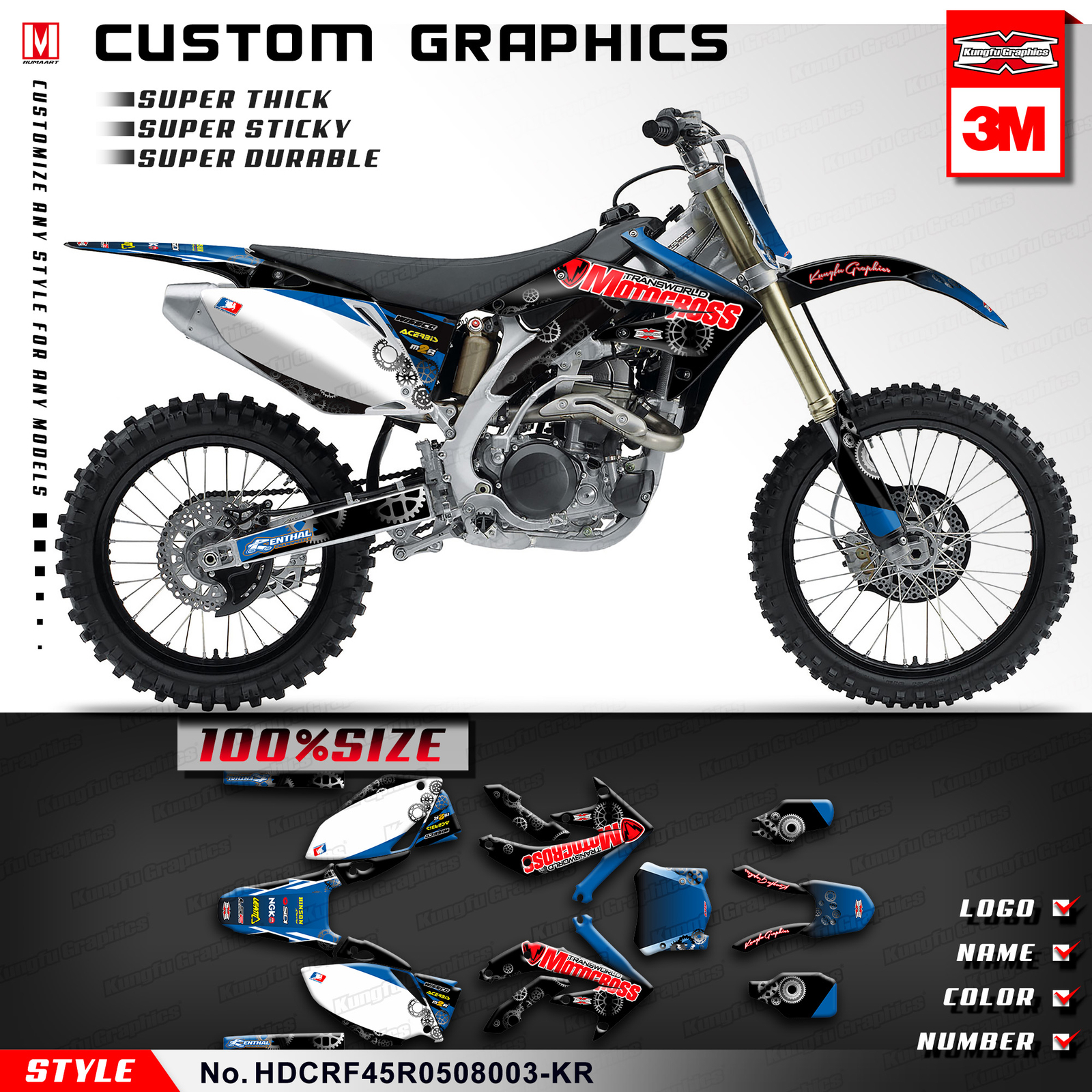 Racing Graphics Vinyl Decoration Sticker Kit for CRF450R 2005 2006 2007 ...