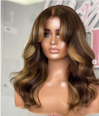 Human Hair Mix Wig Beautiful And Thick Lacefront! Amazon.com : Aicrelery 32 Inch Highlight 13x6 Lace Front  main image 3