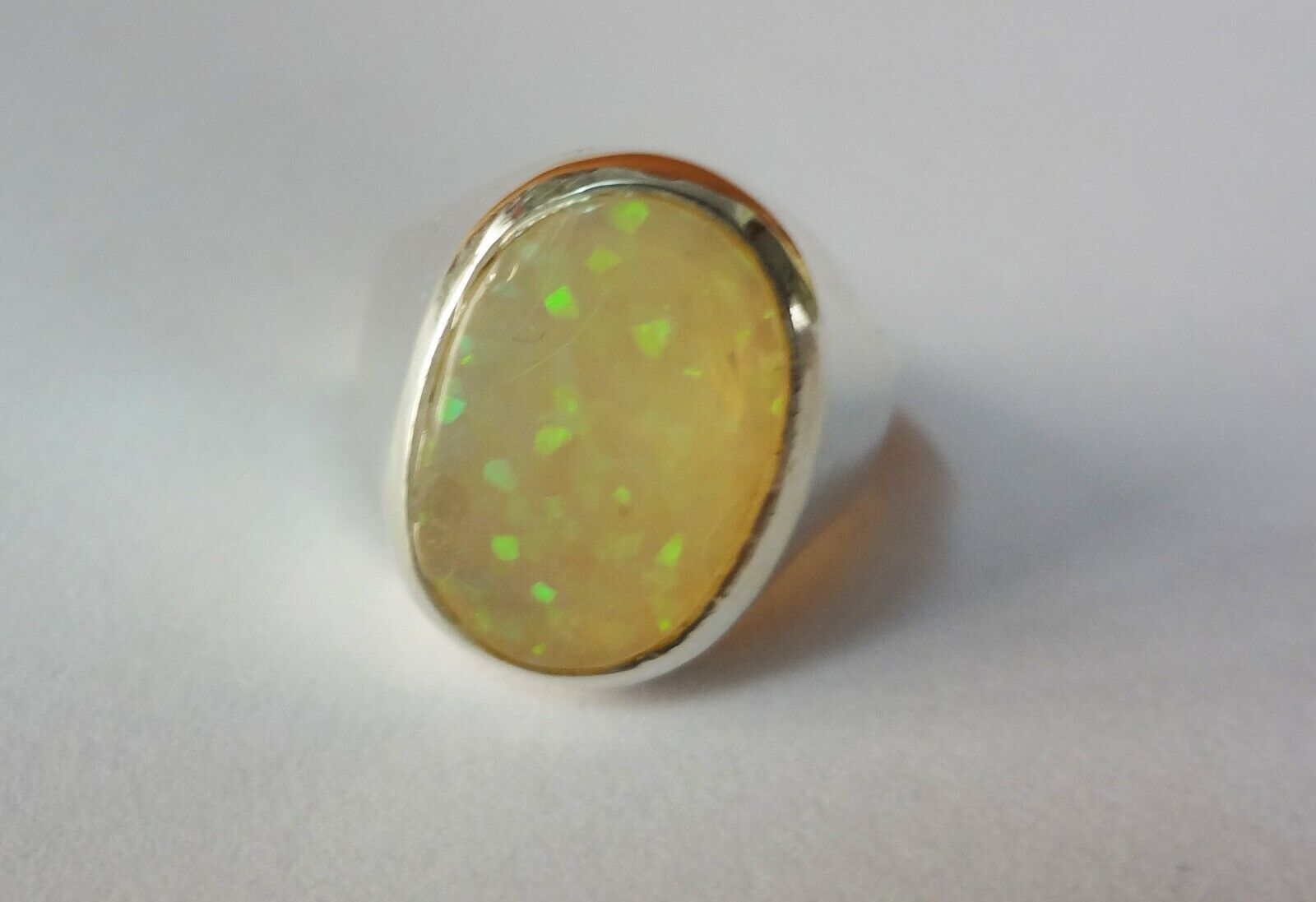 Natural Certified Fire Opal 5.80 Ct 925 Sterling Silver Ring for men and women