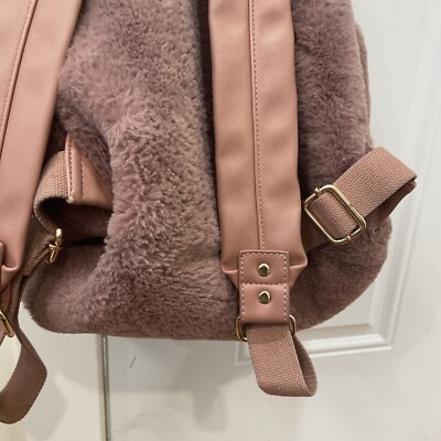 Super Soft Italian Faux Fur Backpack, NWT-Boutique Italian Fur Backpack- A & M Italy- Super soft Mauve Color  main image 3