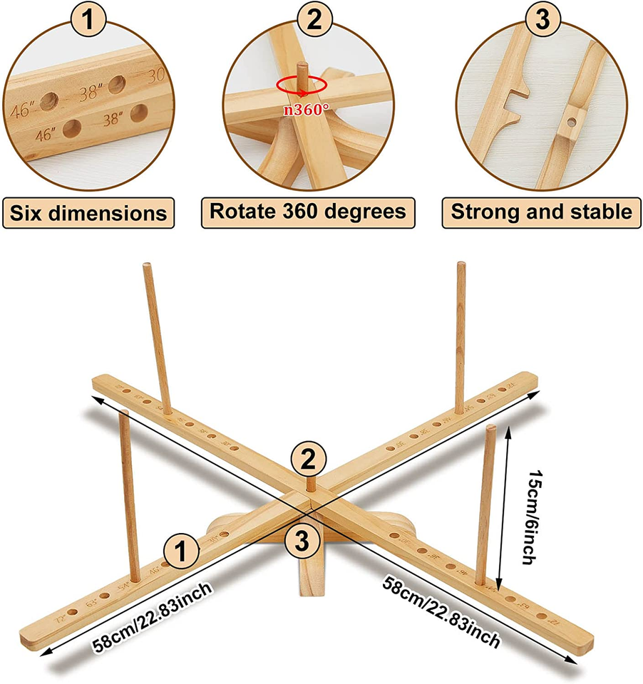 Tabletop Amish Style Wooden Yarn Swift Spindle Wood Swift Yarn Holder