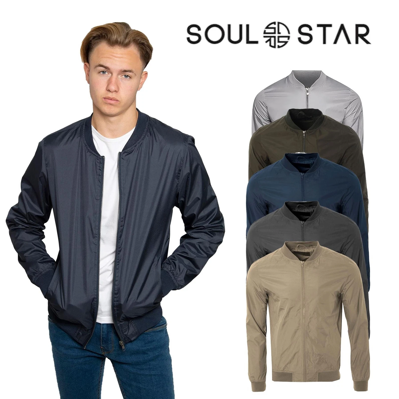 Soulstar Lightweight Bomber Jacket for Men Elasticated Cuff 100% Polyester Coats
Opens in a new wind