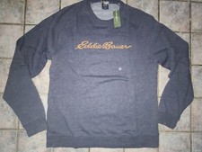 New Men's 49.95 Eddie Bauer Blue Fleece Lined Crew Sweatshirt Size Large NWT 