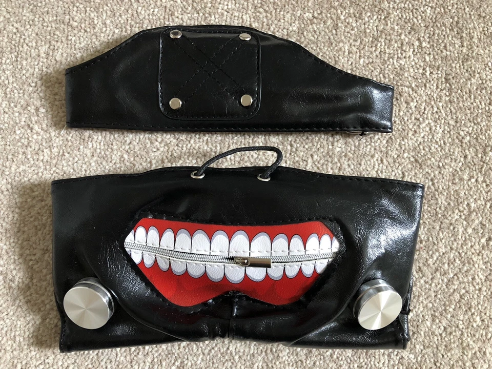 UK Seller Tokyo Ghoul Kaneki Ken Anime Full Leather Mask & Eye Patch Gift - Image 4 of 4