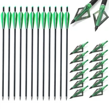 12Pcs 20inch Carbon Crossbow Bolts Arrow 12x Hunting Broadheads Outdoor Practice