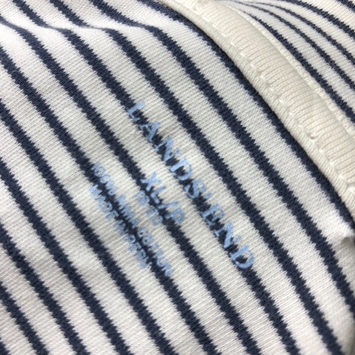 Lands End Womens Striped Knit SHort Sleeve Polo Shirt Black White 100% Cotton XL - Picture 4 of 4