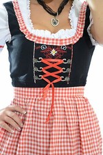 3pcs Authentic Oktoberfest Dirndl Dress German Female Tracht Red "SUNNY"