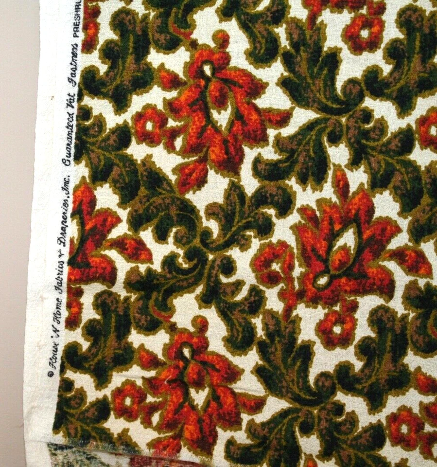 Remanente de pieza de tela vintage de los años 60 y 70 con textura naranja oro 2 yardas casa hogar Foto 4 de 4