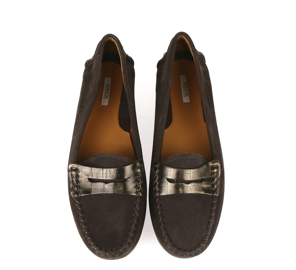 Zapatos sin cordones Geox Respira para mujer de cuero marrón oscuro Benny talla 38,5 Foto 3 de 4