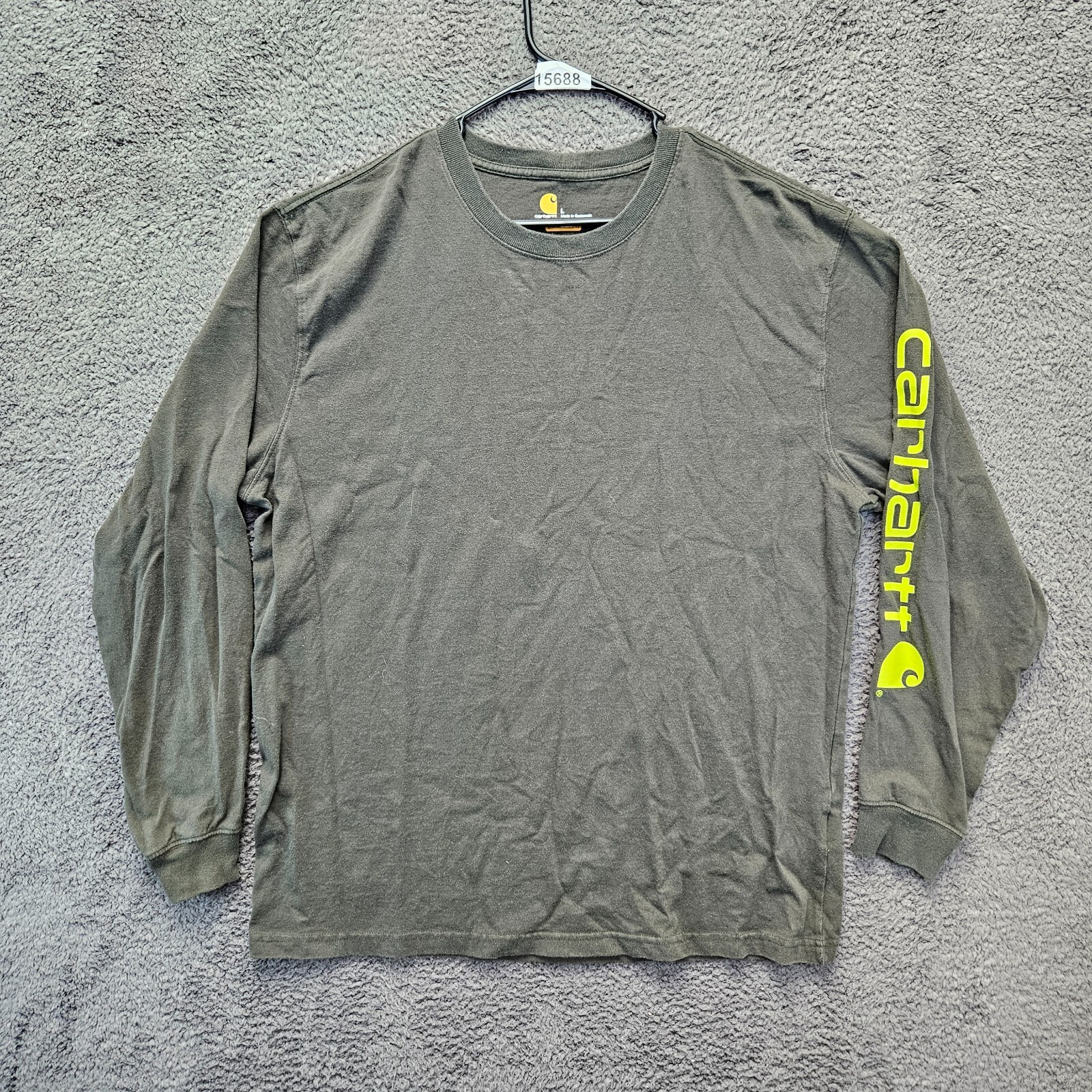 Carhartt Mens Original Fit Gray Long Sleeve Crewneck T-Shirt Size Large