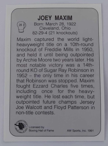 1991 AWS All World Sports Boxing Cards Singles Inserts (1 to 149) Pick Your Card - Picture 55 of 282