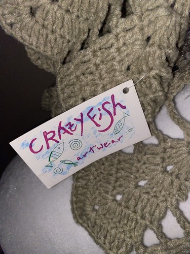 Suéter Crazy Fish Art Wear Crochet Pequeño Med Beige Rosa Rosas Recortado - Imagen 6 de 7