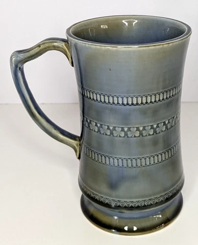 Irish Porcelain Stein Hand Thrown and Glazed Gray-Blue Made in Ireland 6.5" H