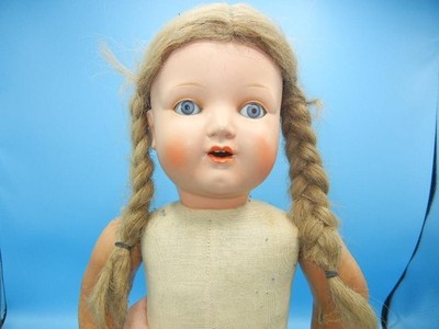Vintage SCHILDKROT Doll Celluloid Head 22'' Turtle Mark 48 Painted Cloth Body