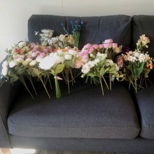 Job lot artificial flowers faux silk mixed sized/colours bunches x 35 seperates