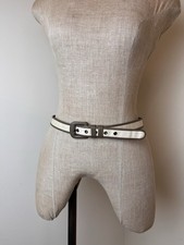 Yves Saint Laurent YSL Vintage Narrow Beige Canvas with Olive Leather Trim Belt