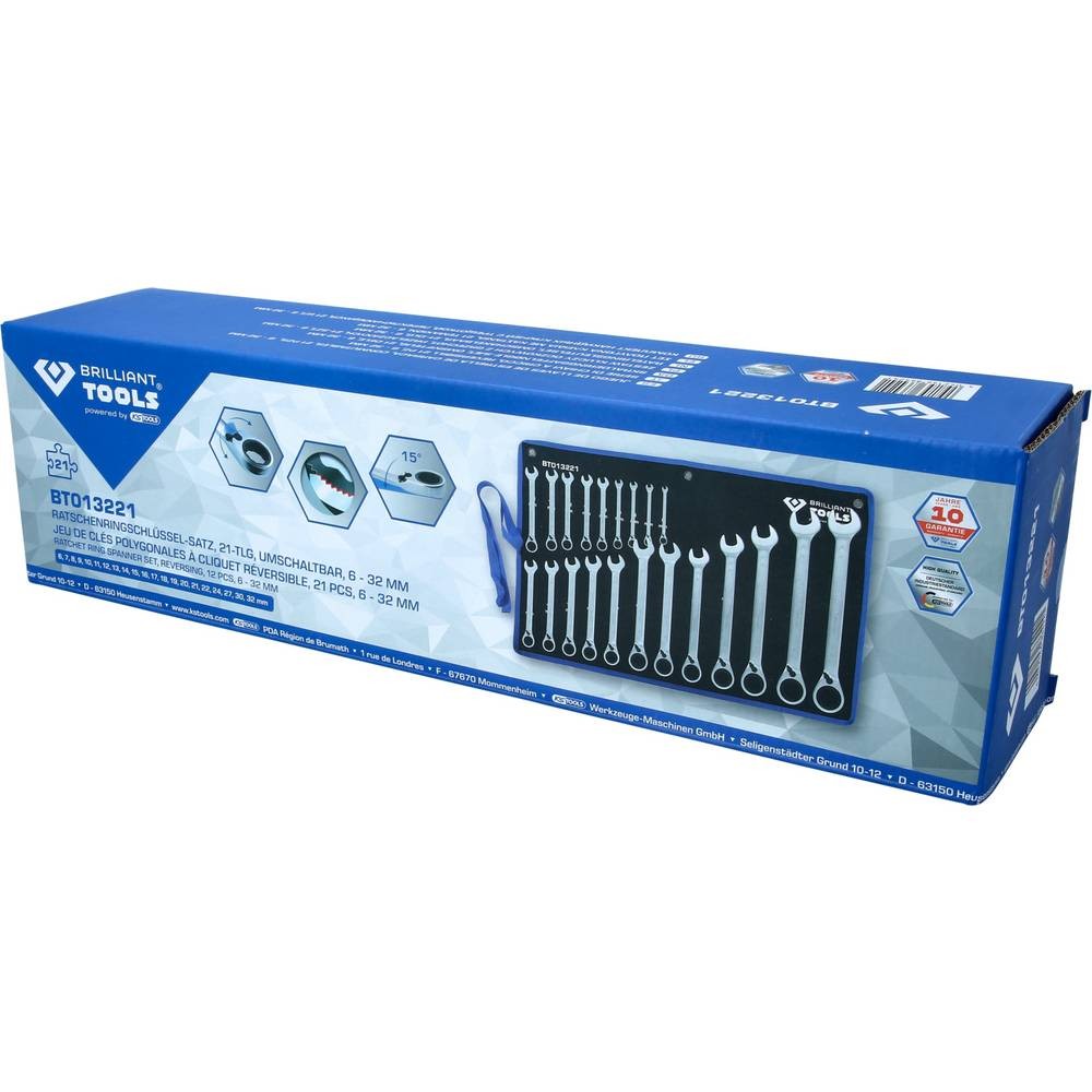 Clés à œil à cliquet réversible BT013221 avec denture fine pour serrage précis - 2