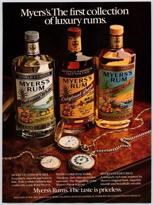 Myers s Puerto Rican Rum Pocket Watch Man Cave Home Bar Art Vintage Print Ad 80s