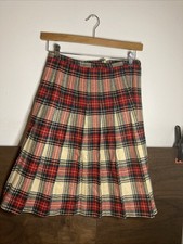Vintage 1980s Wool Skirt Pleated Plaid Union Made USA Multicolor