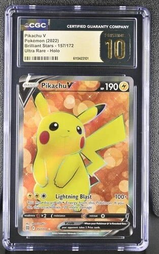PRISTINE CGC 10 PIKACHU V 157 BRILLIANT STARS SWORD & SHIELD POKEMON