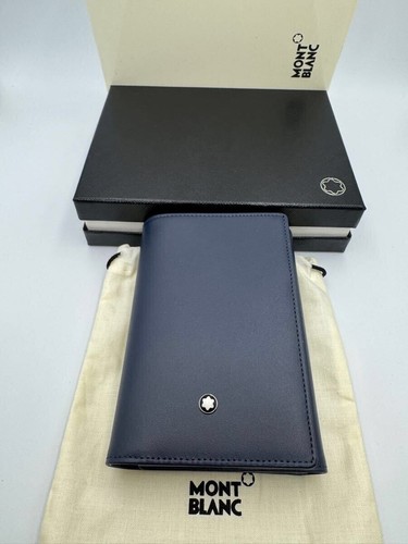 Montblanc Trifold Wallet Leather Navy Mb114538 Men'S Card Case Meisterstuck Ball