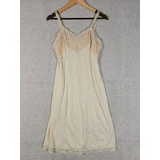 Wonder Maid Vintage Ivory Lace Trim Full Slip Antron Nylon 2910A Size 34