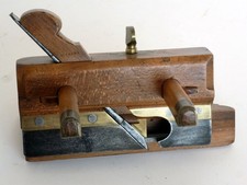 Vintage Antique Wood And Brass plough Plane W. Greenslade Bristol & Moseley iron