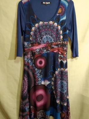 Desigual Blue Women's Stylish Two-layer Dress Size L