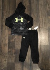 Nwt size 4 UA boys athletic set black and lime green