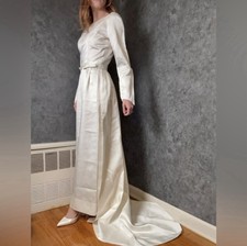 Vintage 1950s / 1960s Handmade Wedding Gown with Removable Train