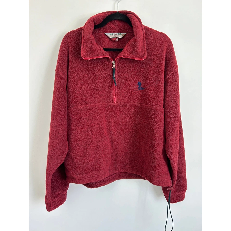 Vintage EMS Burgundy Fleece 1/2 Zip Pullover Sweater Men’s Medium Skier Logo - Image 3 of 4