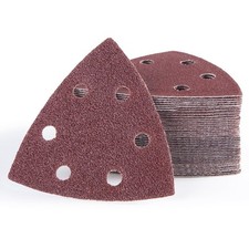 Mouse Sander Pads 60 PCS 93 mm Detail Sander Sandpaper 6 Holes Triangle Hook and