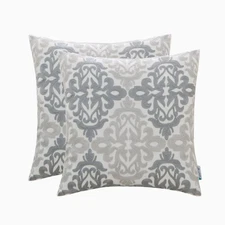 Gray Grey Decorative Throw Pillow Covers 18x18 Inch, Pack of 2 Embroidered Li...
