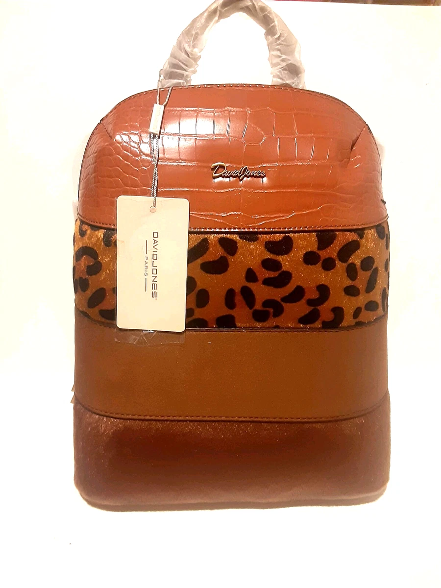 A blue faux fur and faux leather animal print David jones backpack David Jones Faux Leather Exterior Backpack Bags & Handbags  main image 3