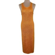 House of Harlow 1960 Midi Tank Dress Medium Womens Orange Knit Sequin Racerback 