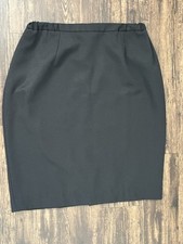 Vintage Pencil Skirt Womens Size 18 Black Solid 25" Classic Slit 5" Made in USA
