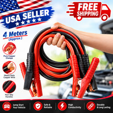 Car Battery Jumper Cables 4m Heavy Duty Copper Jump Start Booster Cables