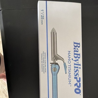 BaBylissPRO Nano Titanium Spring Curling Iron 1in 25mm 450°F Blue