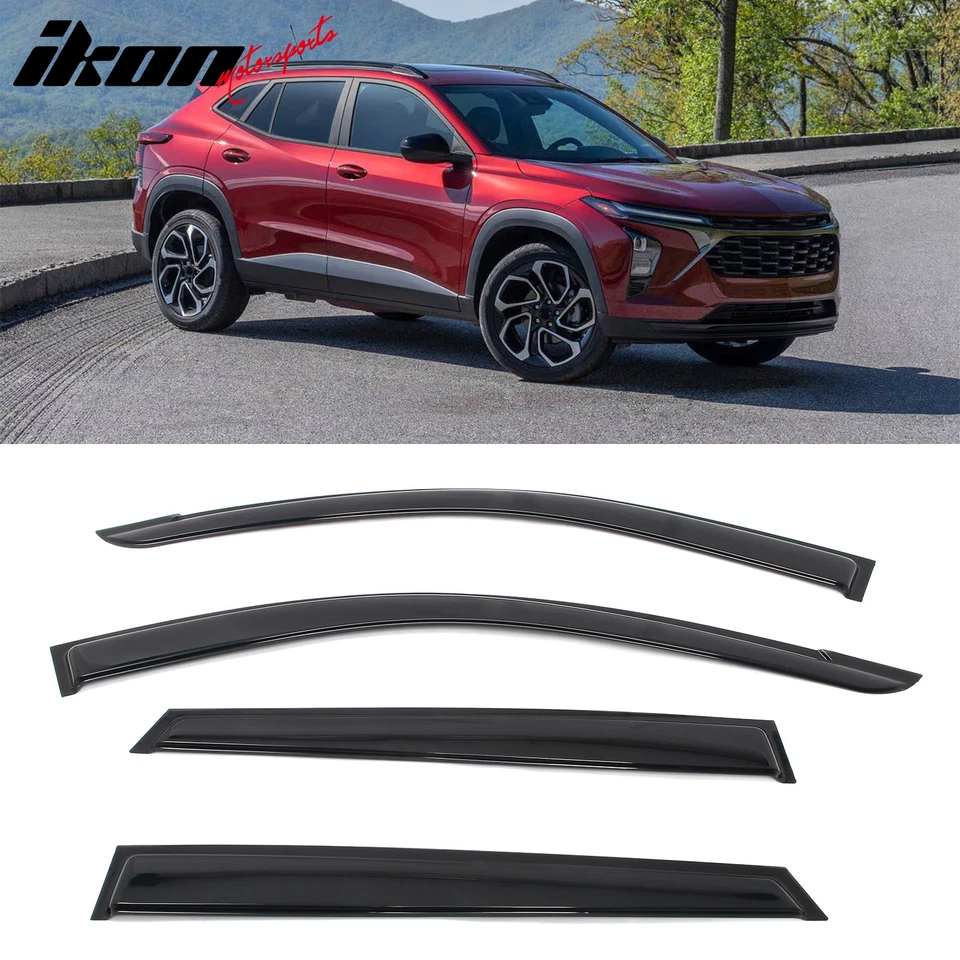 Fits 24-26 Chevy Trax Smoke Window Visors Vent Rain Guards Deflectors Tape-On