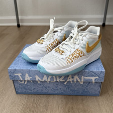 Nike Ja 1 GS Kids Basketball Shoes 4.5Y White/Metallic Gold FZ8327-103