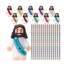 Bememo 400 Pcs Mini Jesus Figures Little Jesus Love You Action Figures Rubber To