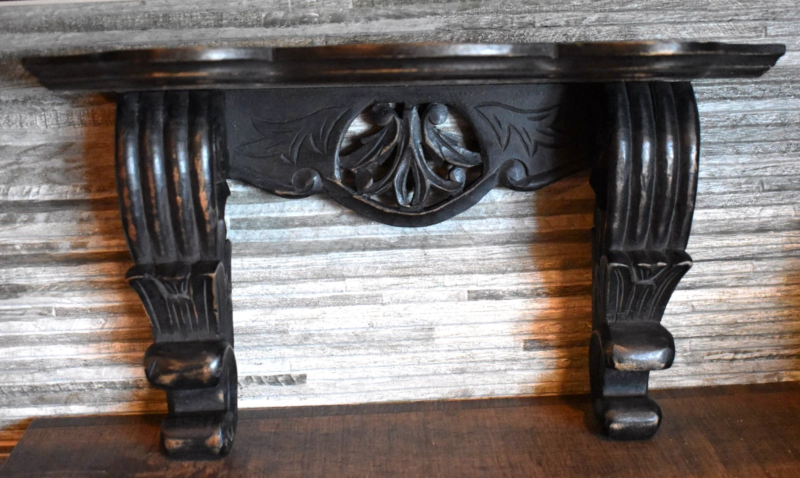 Wooden Wall Mount Victorian Style Scrollwork Mini Shelf