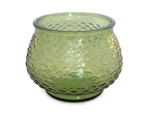 E O Brody Olive Green Fish Scale Mermaid Glass Bowl Vase Candle Holder Planter